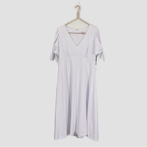 Calvin Klein NWT 12 White Puff Sleeve Midi Dress‎ Tie Sleeves
